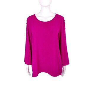 Spense Magenta/Pink Cutout Long Sleeve Blouse